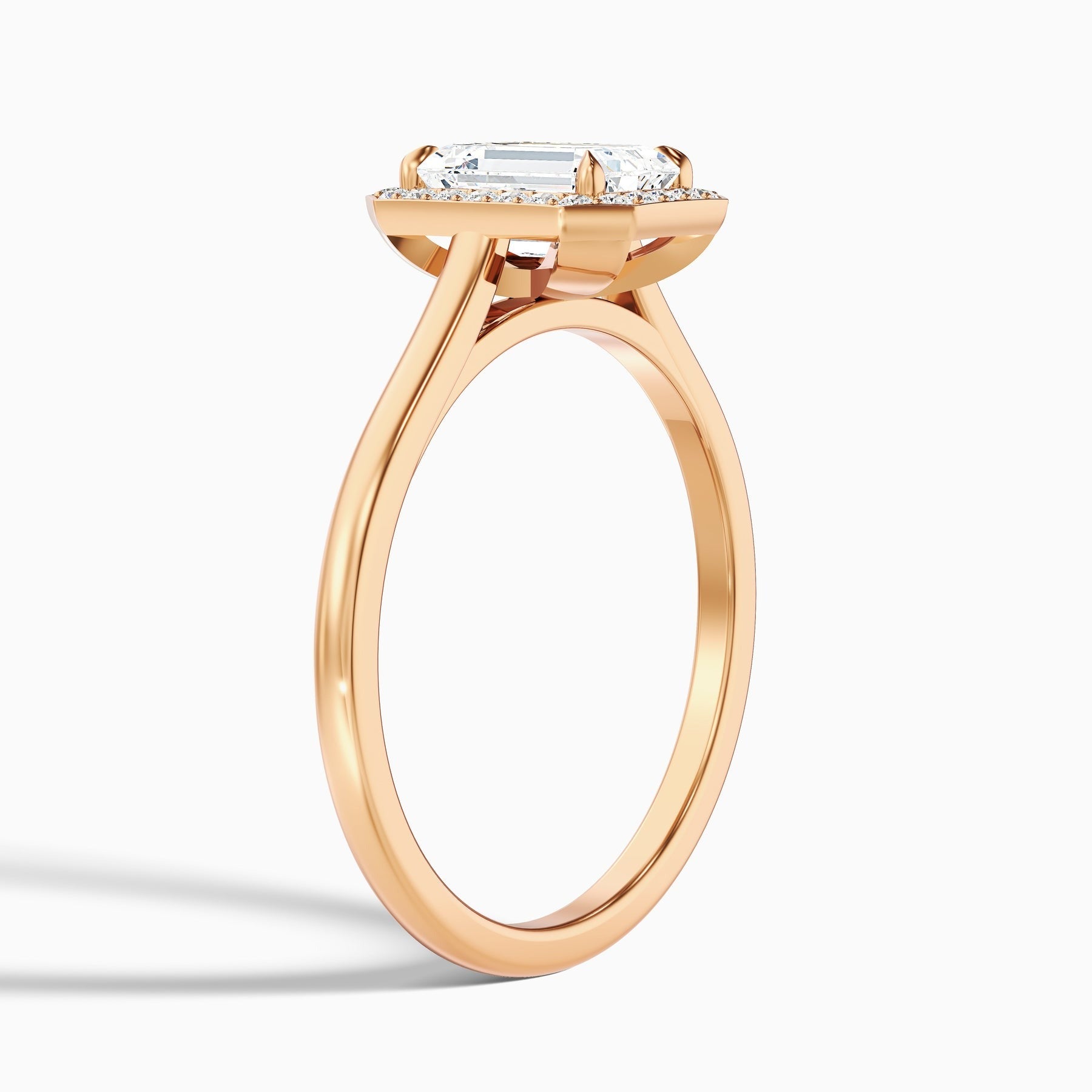 Vowgem Emerald Cut Halo Lab Grown Engagement Ring